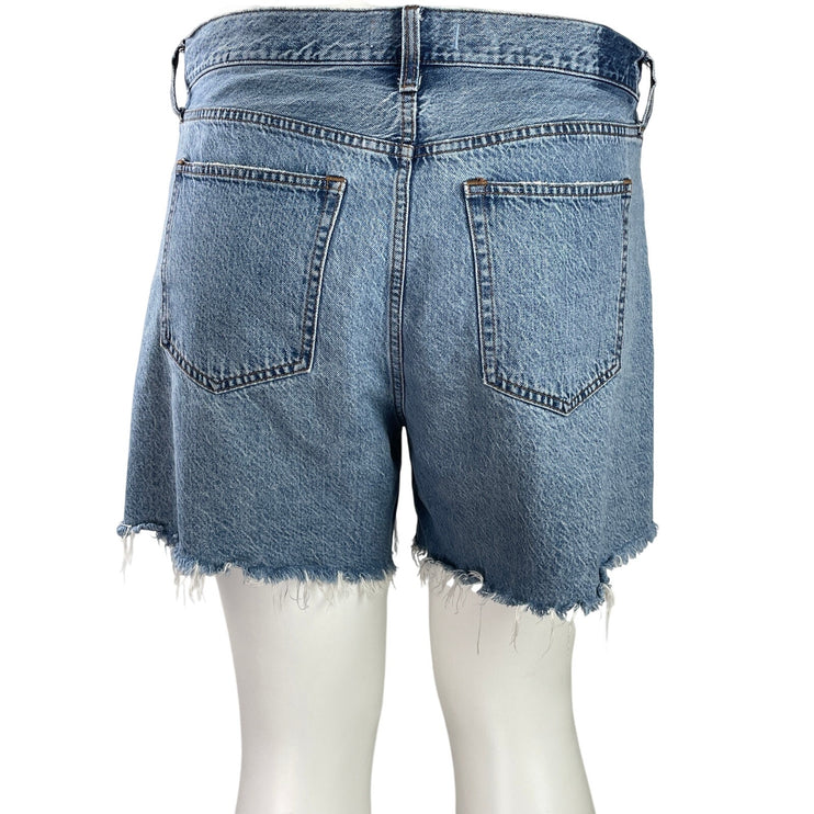 Abercrombie & Fitch The Loose Womens Blue High Rise Cut Off Denim Jean Shorts 33