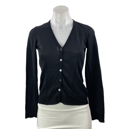 Moschino Women's Black Long Sleeve V Neck Button Down Cardigan Sweater Size S/M