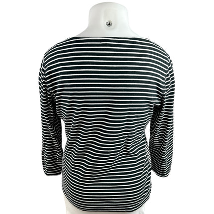 Chaps Black White Striped Long Sleeve 100% Cotton Knit T Shirt Tee Top Size 2XL