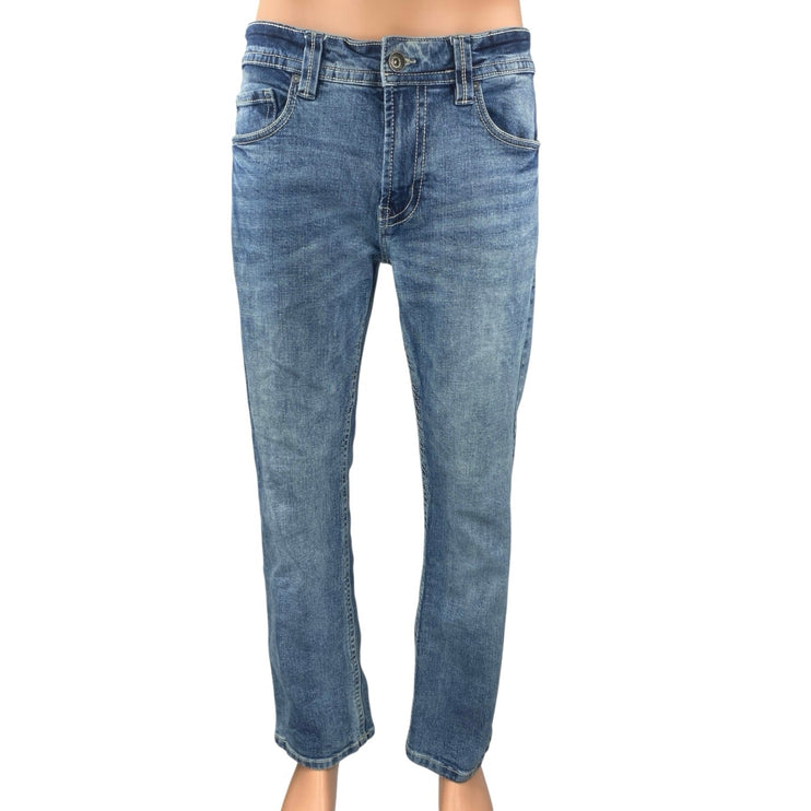 TK Axel Men's Blue Mid Rise Medium Wash Slim Bootcut Denim Jeans Size 32x32