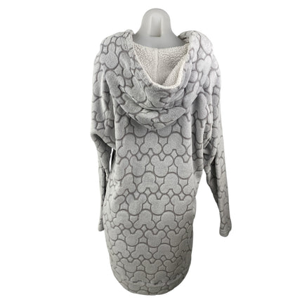 Disney Gray Soft Faux Fur Fleece Hoodie Long Sleeve Mickey Sleepwear Pajamas OS