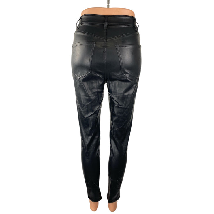 Express Women's Black Faux Vegan Leather High Rise Skinny Trousers Pants Size 0