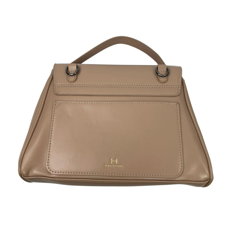 H by Halston Women's Beige Faux Leather Vegan Crossbody Satchel Handbag OS