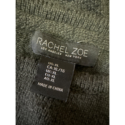 Rachel Zoe Olive Green Knit Long Sleeve Crew Neck Midi Shift Sweater Dress Sz XL