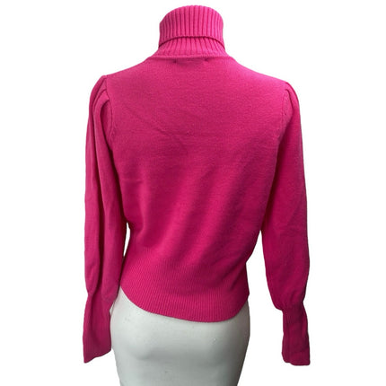 French Connection Women's Pink Turtleneck Long Puff Sleeve Knit Sweater Top XS