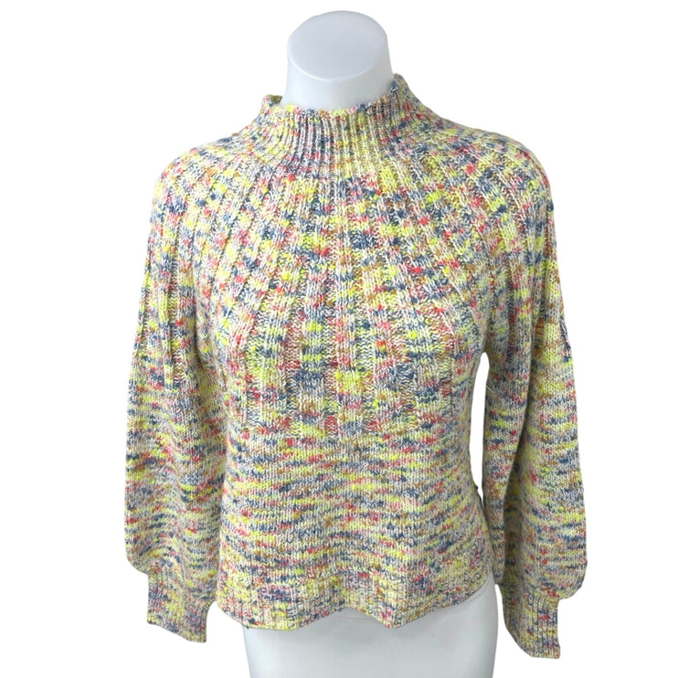 Aerie Multicolor Confetti Funnel Mock Neck Ribbed Pullover Sweater Top Size S