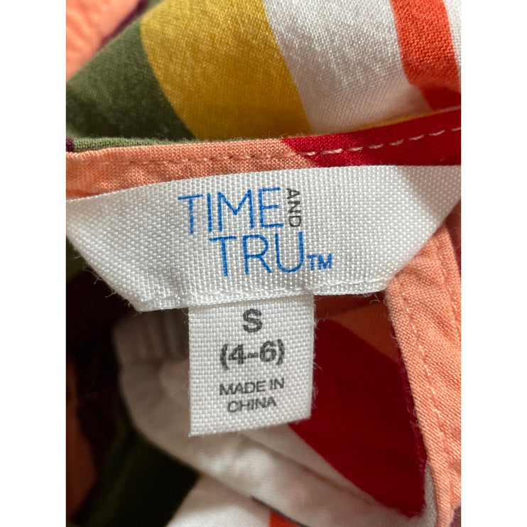 Time and Tru Women's Multicolor Striped Short Sleeve Wide Leg Jumpsuit Size S