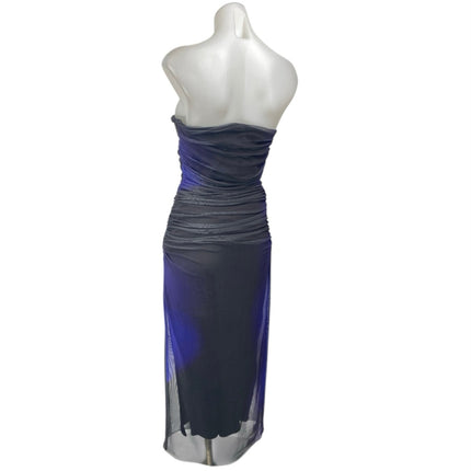 Zara Blue Black Colorblock Strapless Tube Bandeau Mini Bodycon Dress S Brie Zara Blue Black Colorblock Strapless Tube Bandeau Mini Bodycon Dress S Brie