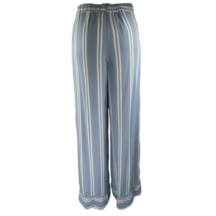 Lulus Women's Blue White Striped High Waisted Wide Leg Trousers Pants Size S