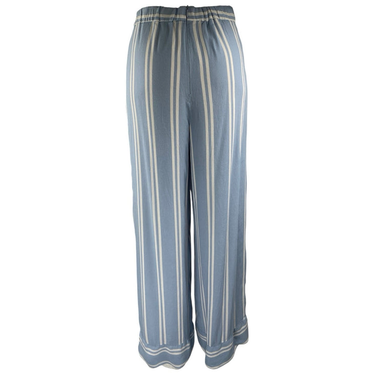 Lulus Women's Blue White Striped High Waisted Wide Leg Trousers Pants Size S