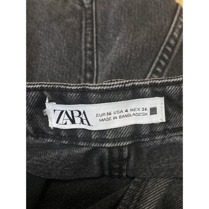 Zara Women's Black High Waisted Frayed Raw Hem Cut-off Denim Jeans Shorts Size 4