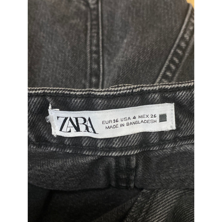 Zara Women's Black High Waisted Frayed Raw Hem Cut-off Denim Jeans Shorts Size 4