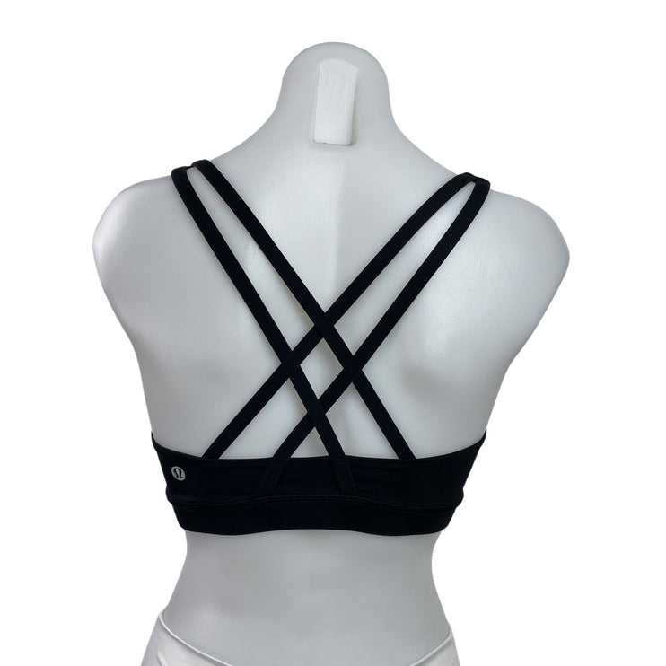 Lululemon Energy Black Sleeveless Strappy Cross Back Sports Bra Crop Tank Top S