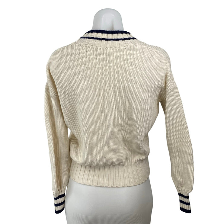 Heartloom Kian Women's Cream V Neck Long Sleeve Wrap Sweatshirt Sweater Top XS