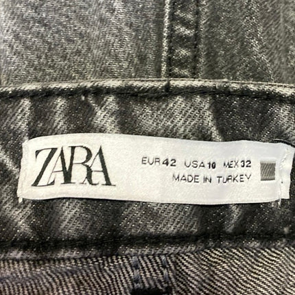 Zara Women's Black High Waisted Straight Wide Leg Denim Jeans Pants Size 10
