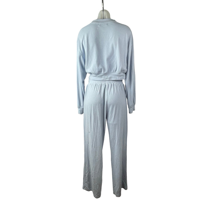 Qinsen Women's Blue Twist Front Long Sleeve Pants Sleepwear Pajama Set Size S