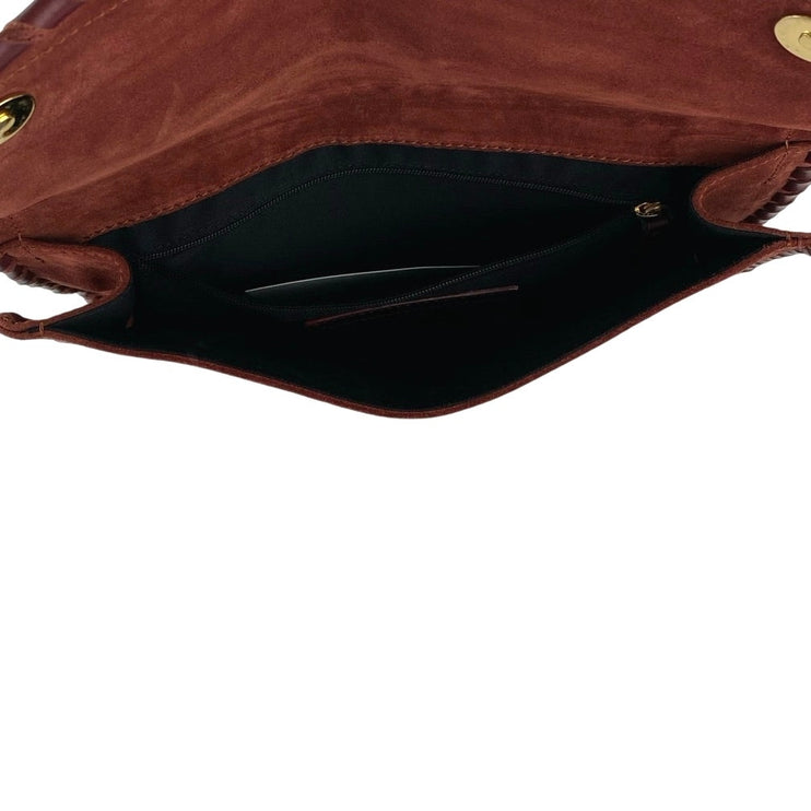 La Maroquinerie Sézane Brown Suede Leather Snap Pouch Purse Clutch Wristlet OS