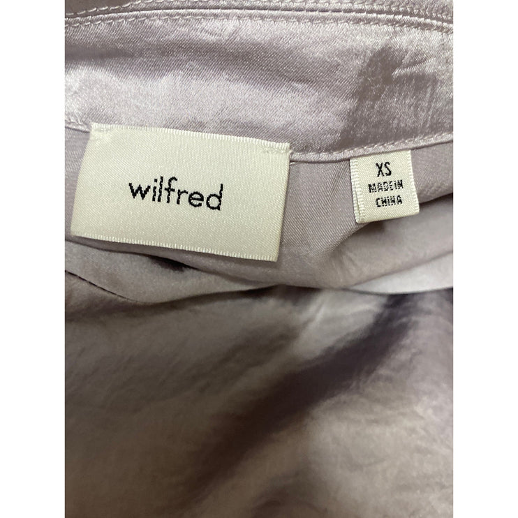 Aritzia Wilfred Purple Lilac Silk Satin Long Sleeve Crop Tie Button Up Shirt XS