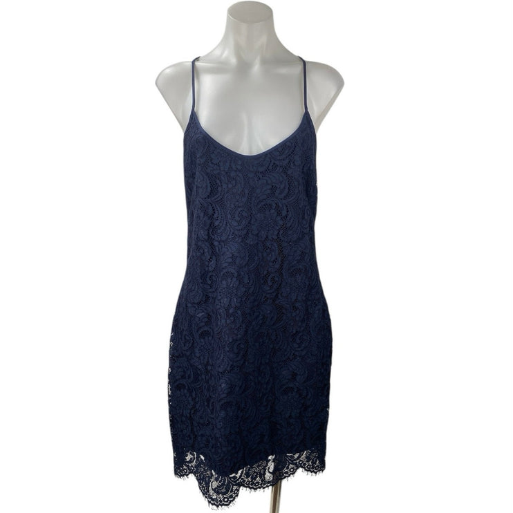 LAUREN Ralph Lauren Blue Lace Floral Sleeveless Cami Camisole Mini Dress Size 10