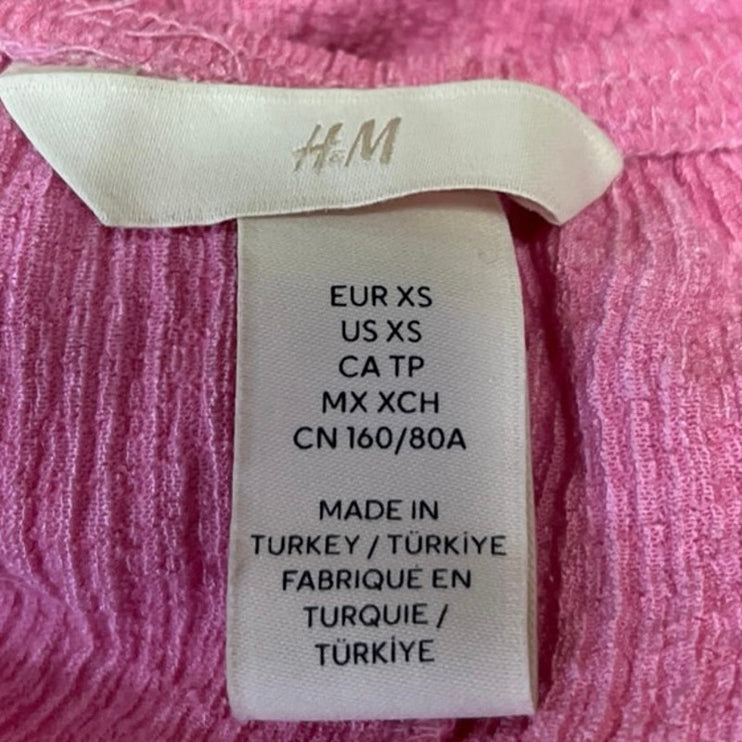 H&M Women's Pink Halter Neck Sleeveless Gauze Party Shift Mini Dress Size XS