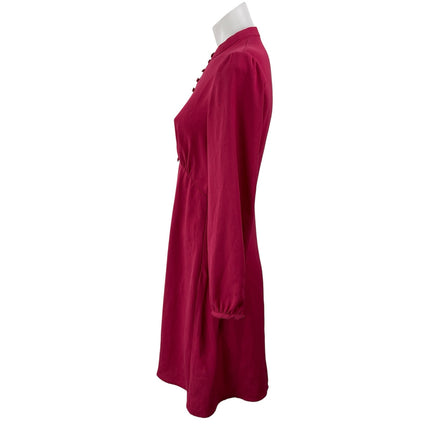 Zara Women's Fuchsia Pink Long Sleeves High Collar Buttoned A-line Mini Dress S