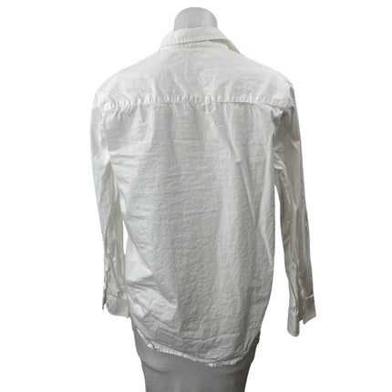 Quince Women's White Classic Long Sleeves Collared Button Down Shirt Top Size M