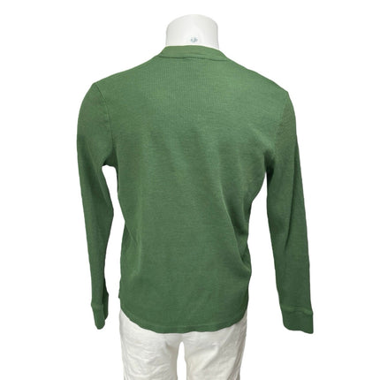 Stoic Men's Green Waffle Knit Long Sleeve Crew Neck Pocket Sweater Top Size L