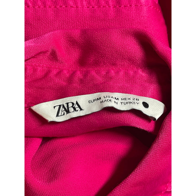 Zara Women's Pink Collared Long Sleeve Button Down Shirt Blouse Top Size M
