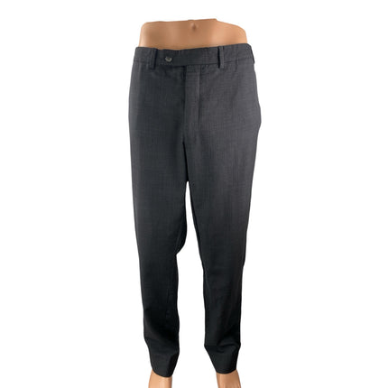 Jack Victor Men's Black Plaid Mid Rise Straight Leg Trousers Dress Pants Size L