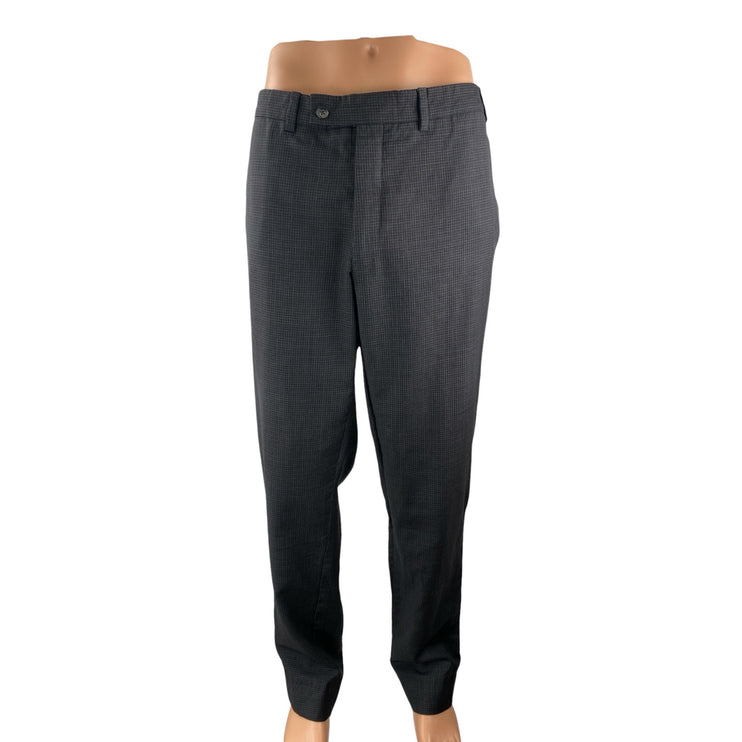 Jack Victor Men's Black Plaid Mid Rise Straight Leg Trousers Dress Pants Size L