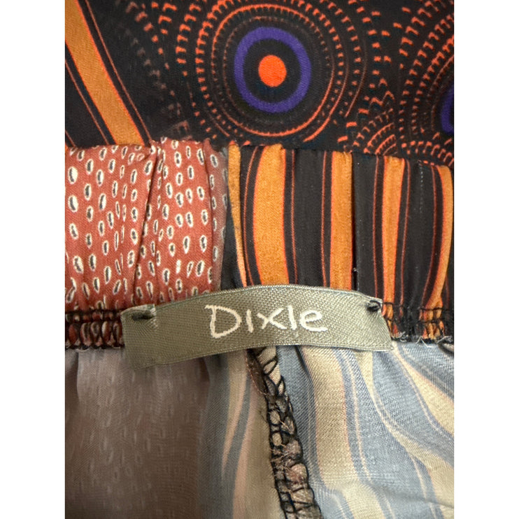 Dixie Multicolor Patchwork Colorblock Graphic High Waist Wide Leg Baggy Pants XS