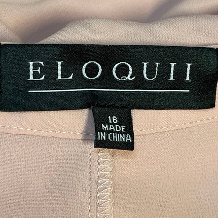 Eloquii Pink Long Sleeve Pintucked Round Neck Button Down Shirt Top Size 16