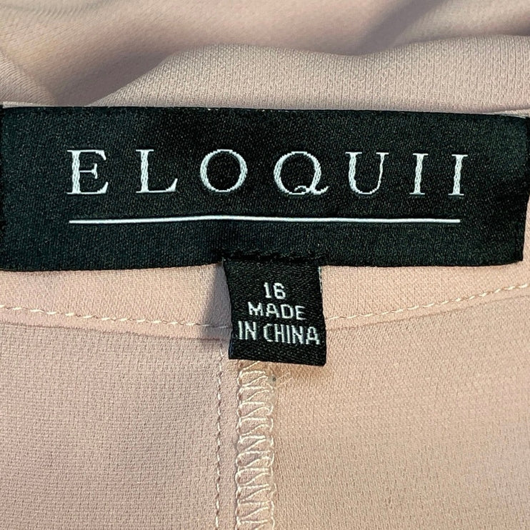 Eloquii Pink Long Sleeve Pintucked Round Neck Button Down Shirt Top Size 16