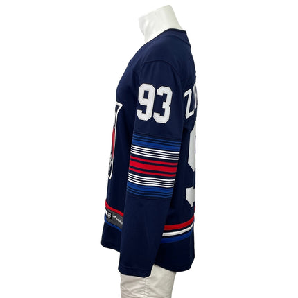 Fanatics New York Rangers NHL Hockey Mika Zibanejad 93 Blue Jersey Shirt Size S
