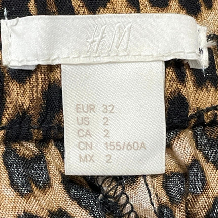 H&M Women's Tan Leopard Animal Print High Rise Baggy Cropped Wide Leg Pants 2
