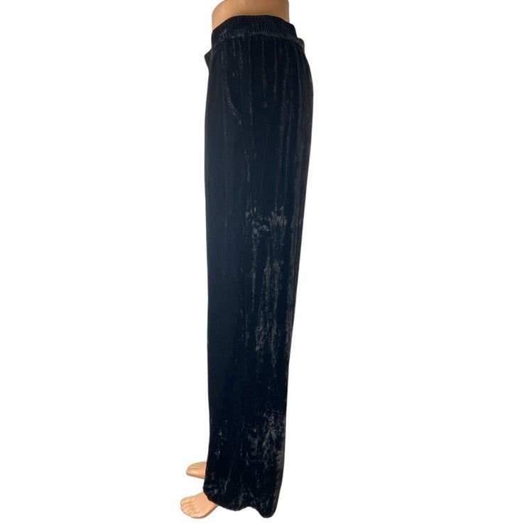Elie Tahari Black Velvet Velour High Waisted Tapered Trousers Joggers Pants Sz M
