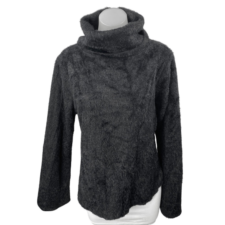 Asos Women's Black Long Sleeve Fleece Faux Fur Teddy Turtleneck Sweater Top 12