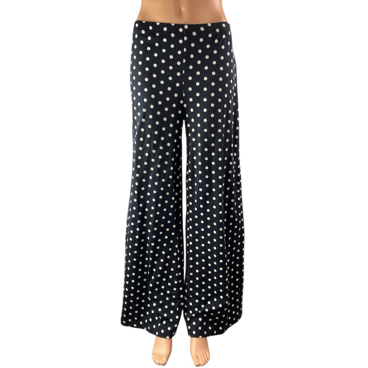 NEW Weekend by Chico's Women's Black Polka Dot Palazzo Wide Leg Trousers Pants 0