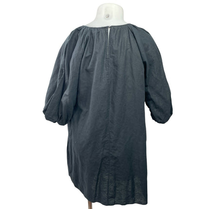 M& S Marks & Spencer Black Short Puff Sleeve Mini Casual Tunic Shift Dress Sz 14