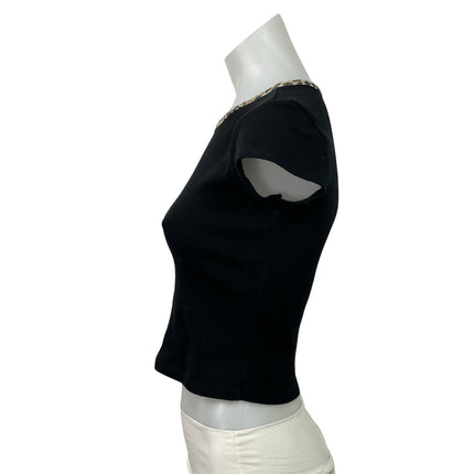 Brandy Melville Ashlyn Women's Black Short Sleeve Cropped Tee T-shirt Top Sz S