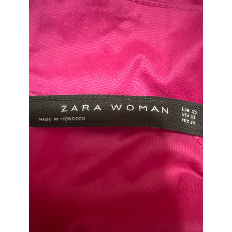 Zara Womens Pink Oversized Mock Neck Half Puff Sleeve Poplin Tunic Blouse Top XS