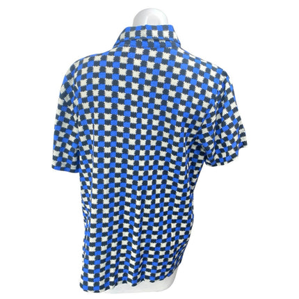 Solid & Striped Blue Gingham Check Short Sleeve Button Up Cabana Shirt Top XL