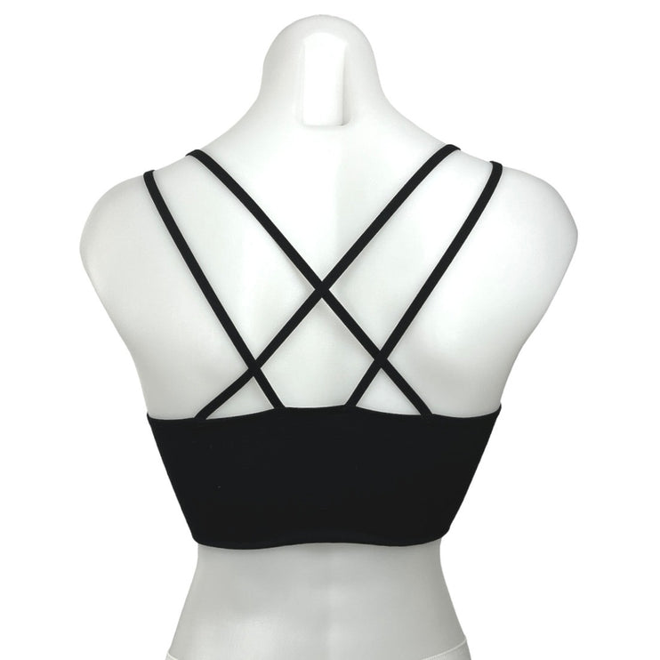 OFFLINE By Aerie Black Scoop Neck Strappy Real Me Sweat Sports Bra Top Size S