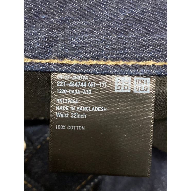 Uniqlo Women's Blue Dark Wash Cuffed High Rise Wide Leg Denim Jeans Pants Sz XXL