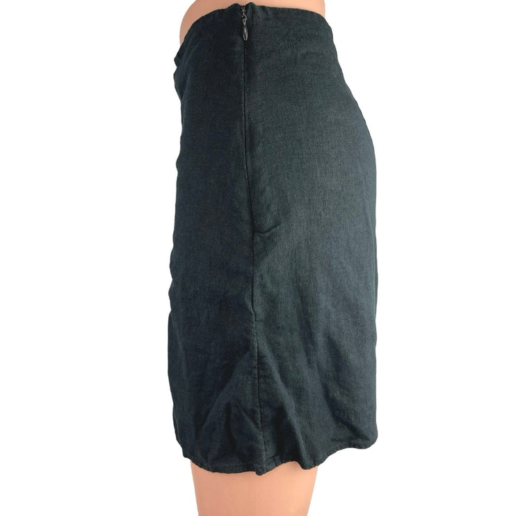 A New Day Black Linen Straight Pencil Zipper Lightweight Casual Mini Skirt Sz XS