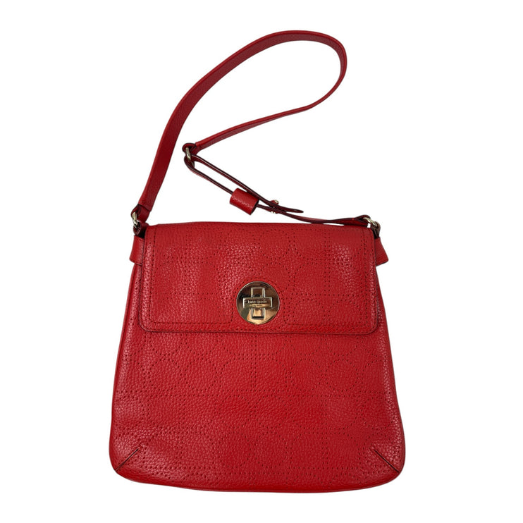 Kate Spade York Street Noel Double Vanessa Red Leather Shoulder Handbag OS