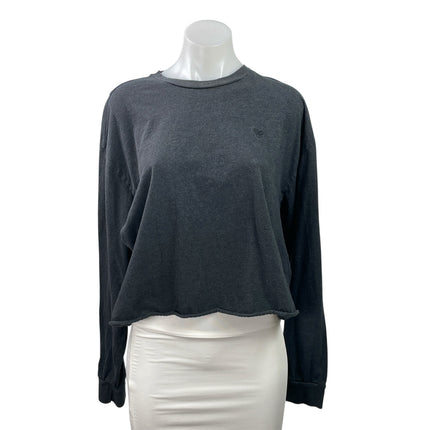 Aritzia TNA Women's Gray Long Sleeve Cropped Crew Neck Pullover Sweatshirt Top L