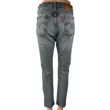 Levi's 501 Swan Island Gray Wash High Waist Stretch Skinny Denim Jeans Size 26