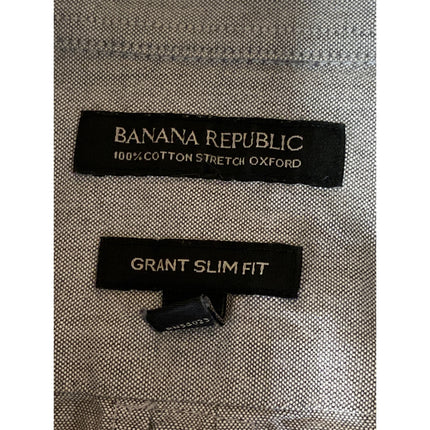 Banana Republic Men's Gray Grant Fit Oxford Long Sleeve Button Down Shirt Top M