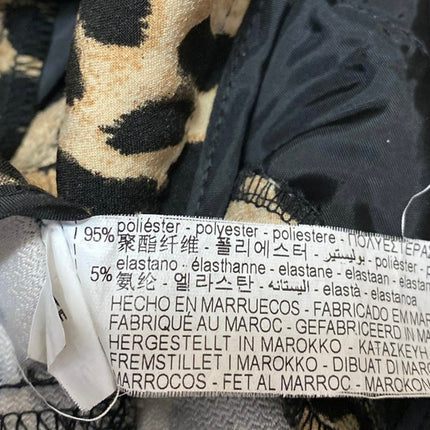 Zara Beige Black Leopard Animal Print High Rise Flare Bootcut Trousers Pants XS